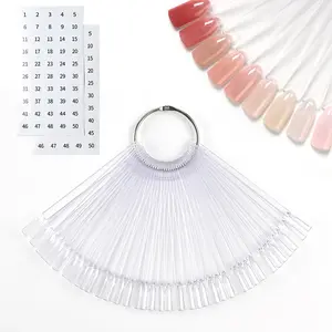 Clear Nail Swatch Sticks, 50 Pcs Fan-shaped Nail Color Display with Number Stickers, Sample Swatches for Home or Salon Use
