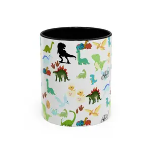 Accent Coffee Mug, 11oz, dinosaurs design, children, fun, comics,