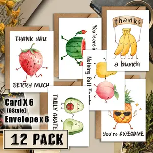 12pcs Fun Thank You Positive Message Card Envelopes and Cards, Ideal for Employees, Teachers, Friends, Business Colleagues, Perfect for Parties & Birthdays