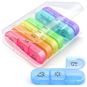 Weekly Pill Organizer, 1 Set 7 Day Pill Box, Portable Pill Case, Pill Storage Box, Pill Organizer for Vitamins, Fish Oils, Supplements and Medications