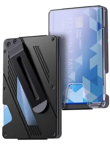 Metal Wallet for Men Aluminum Credit Card Holder Minimalist Slim Wallet, RFID Blocking Wallets, Card Holder Money Clip Smart Wallet Black Durable Wallet