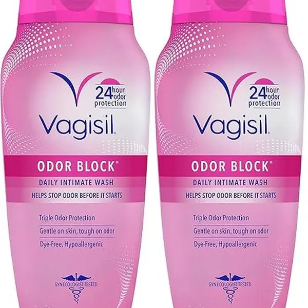 Vagisil Feminine Wash for Intimate Area Hygiene, Odor Block, Gynecologist Tested, Hypoallergenic, 12 oz, (Pack of 2)