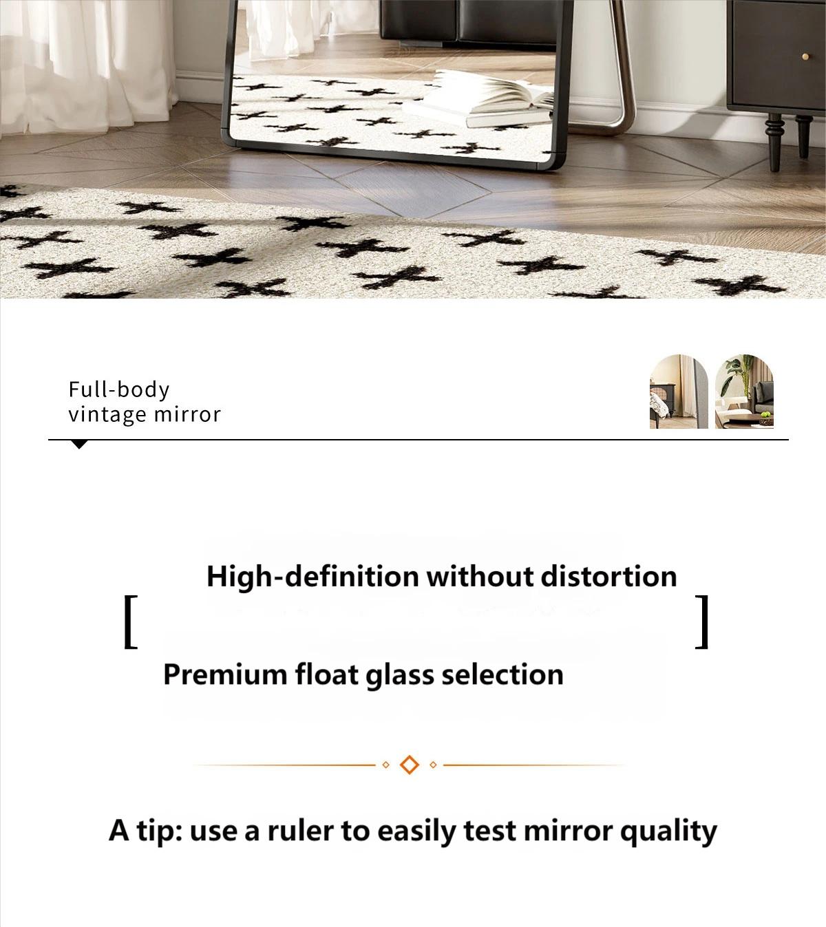 Arched full-length mirror with bracket, full-length mirror, full-length mirror, floor standing mirror, home wall mounted mirror, simple dormitory, bedroom, hotel and bathroom, large mirror, living room and dressing room, wardrobe, hanging mirror for use