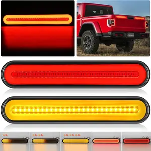 Nilight 9 Inch 100 Leds Red Amber 3-in-1 Running Stop Turn Signals Brake Light (Pair)