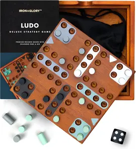 Iron & Glory Ludo Board Game - Wooden Puzzles & Games - Board Games for Family Night - Coffee Table Decor - Family Board Games for Night - 4 Player Wooden Living Room Decor Visit the Iron And Glory Store