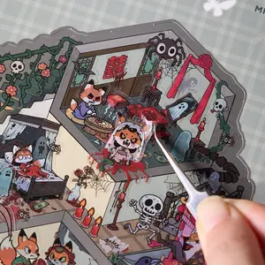 Micro Terror Landscape Sticker Book, Sticker Album, Pet Material, Horror Town Theme, Rich Materials, Perfect Birthday Festival Gift, Scrapbooking, Crafts