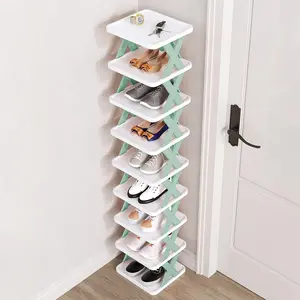 9-Tier Narrow Shoe Rack, Stackable Vertical Shoe Organizer for Closets & Small Spaces