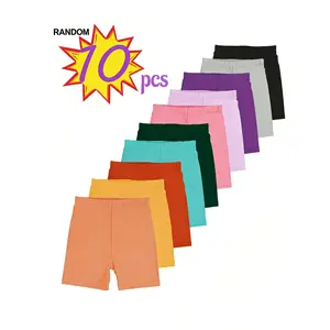 10pcs Random Toddle Girls' Stretchy Dance Shorts - Comfortable, Safety, And Breathable Bike Shorts for Kids - Soft, Lightweight Fabric for Active Play