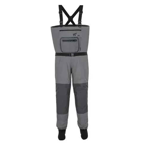 8FANS Unisex 6 Sizes Stockingfoot Chest Waders - 3-Layer Waterproof Breathable Outdoor Fishing Clothing, Sports Clothing with Zip Pocket, Sand/Gravel Guard, Buckle, Adjustable Shoulder Straps for Fly Fishing, Clamming