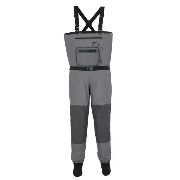 8FANS Unisex 6 Sizes Stockingfoot Chest Waders - 3-Layer Waterproof Breathable Outdoor Fishing Clothing, Sports Clothing with Zip Pocket, Sand/Gravel Guard, Buckle, Adjustable Shoulder Straps for Fly Fishing, Clamming