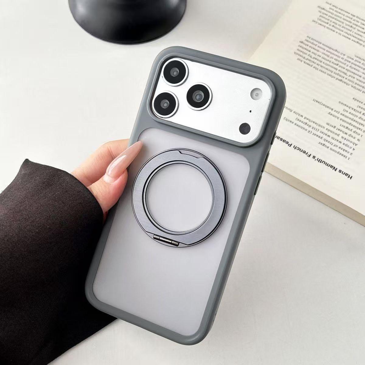 【360° Rotatable Magnetic Stand】Phone Case for iPhone 17 16 15 14 13 12 Pro Max Plus Air, Skin-Friendly Matte Shockproof Case Large Hole Full Body Protection Heavy Duty Cover