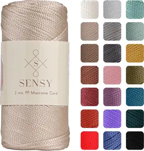 Premium 2mm 251 Yards 100% Polypropylene Polyester Macrame Cord Crochet Rope Thread for Crochet Bag, Knitting Gift for Knitter (Latte)