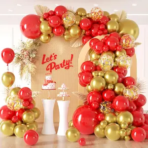 Red and  Balloon Arch 126 count Red and  Balloons Garland Arch Kit With  Confetti Balloon for Valentine's Day, Wedding, Engagements, Graduation, Anniversary, Birthday Party Decoration