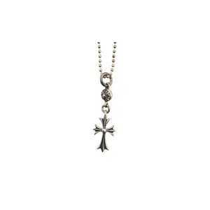 Small Cross Ball Chain Necklace "Silver" CHRM0644