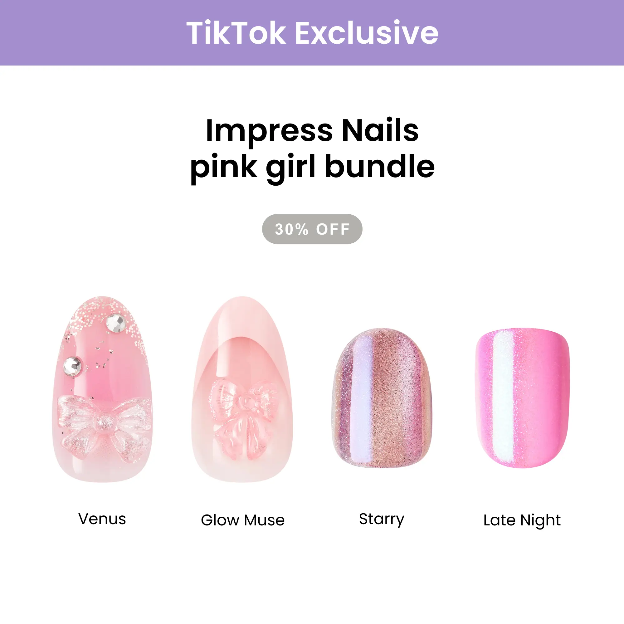 [TikTok Exclusive] Impress No Glue Press-On Nails Bundle - Pink Girl Bundle Collection