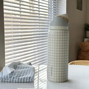 Cute Owala FreeSip Gingham Water Bottle  Leakproof Insulated Stainless Steel Tumbler | Aesthetic Everyday Bottle | Cold 24H