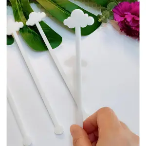 Set of 20 Cloud Drink Stirrers,Acrylic Stir Sticks for Engagement Party,Party Decor,Baby shower,Bridal Shower,Birthday (White)