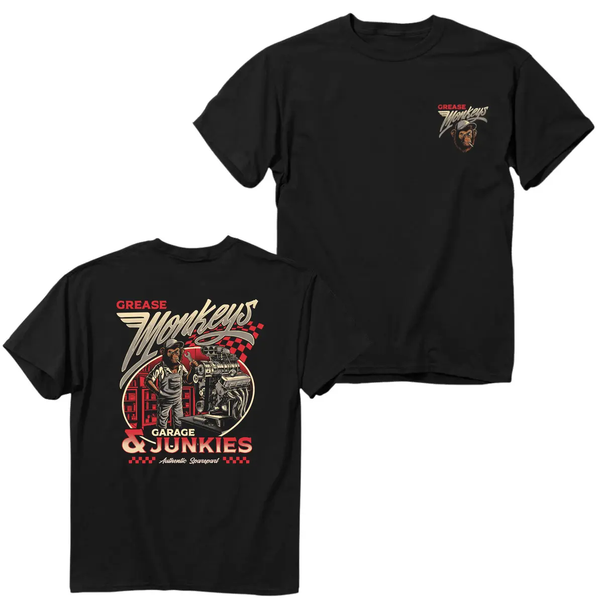 Grease Monkey T-Shirt, Grease Monkeys Garage Junkies Vintage Mechanic Graphic Tee, Classic Garage Workwear Shirt