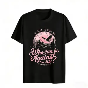 If God Is For Us Who Can Be Against Us Bible Verse Design Women's Graphic Tee Casual Fashion Look Cotton Material Relaxed Fit Round Neck Short Sleeve Religious Style T-Shirt For summer Everyday Wear rachel new outfit