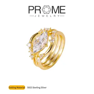 S925 Sterling Silver Layered Marquise Wedding Ring Layered Design, Fashionable Charm, Ideal Gift for Women