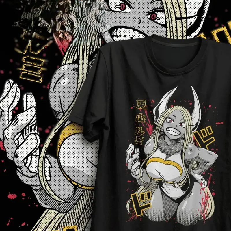Manga T-shirt Boku No Hero – Mirko Anime Tee, Retro Manga Streetwear, Otaku Gift for Fans Clothes Cotton Relaxed Fit unisex men Menswear Soft