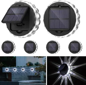 Solar Deck Lights, Waterproof LED Wall Lamps with Unique Wave Design, Energy-Efficient Night Lights for Stairs, Patios, Gardens, Black(6 Pack)