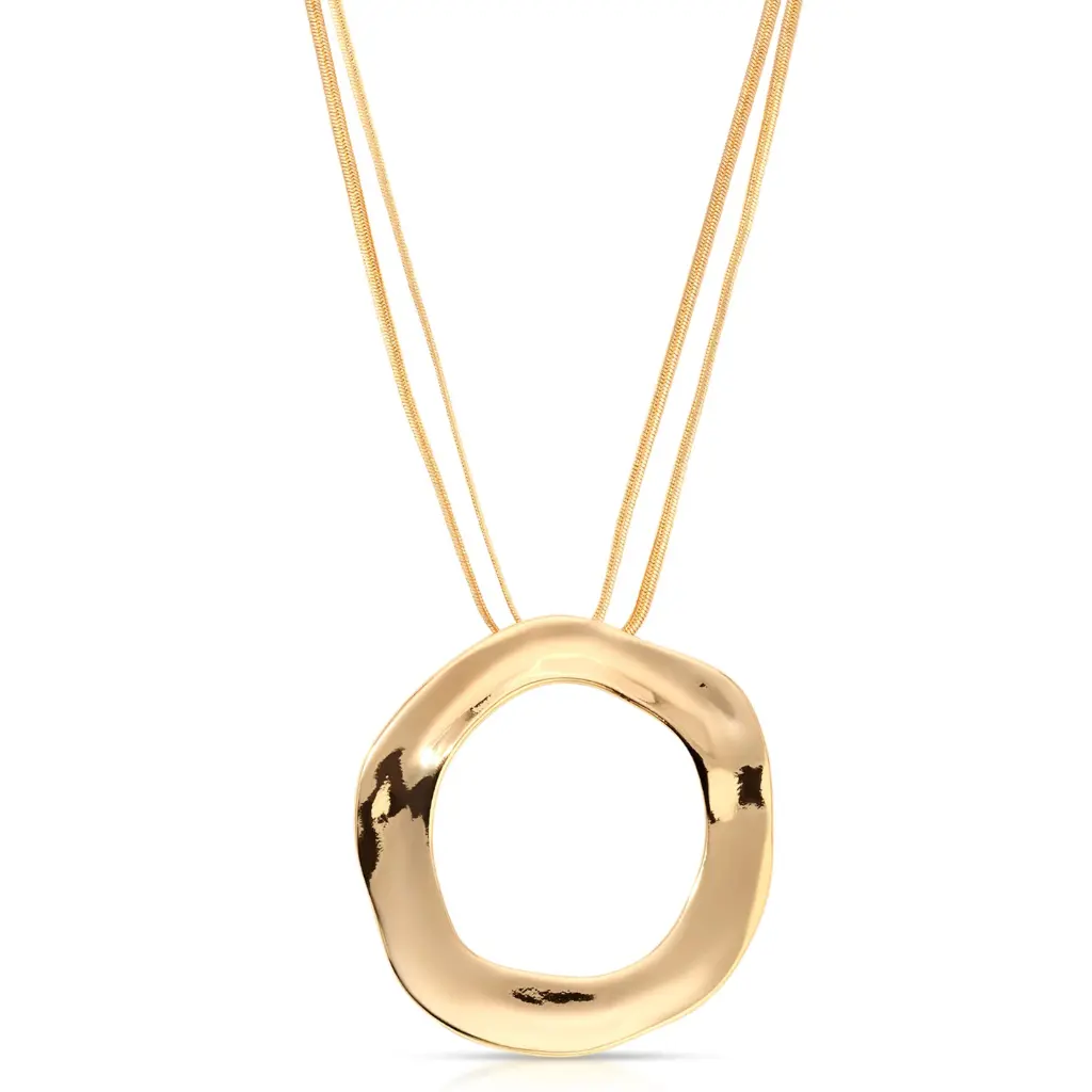 Ettika Open Circle Statement Necklace - 18k Gold and Silver Plated Brass Pendant with Extender Chain Fashion Accessory for Women Ettika Open Circle Statement Necklace - 18k Gold and Silver Plated Brass Pendant with Extender Chain Fashion Accessory for Women