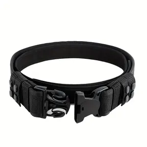 Heavy-Duty Tactical Belt with Quick-Release Buckle - Adjustable And Durable Black Nylon Woven Belt, Suitable for Outdoor Training, Hunting, Fishing, And Hiking - Versatile Adjustable Belt.