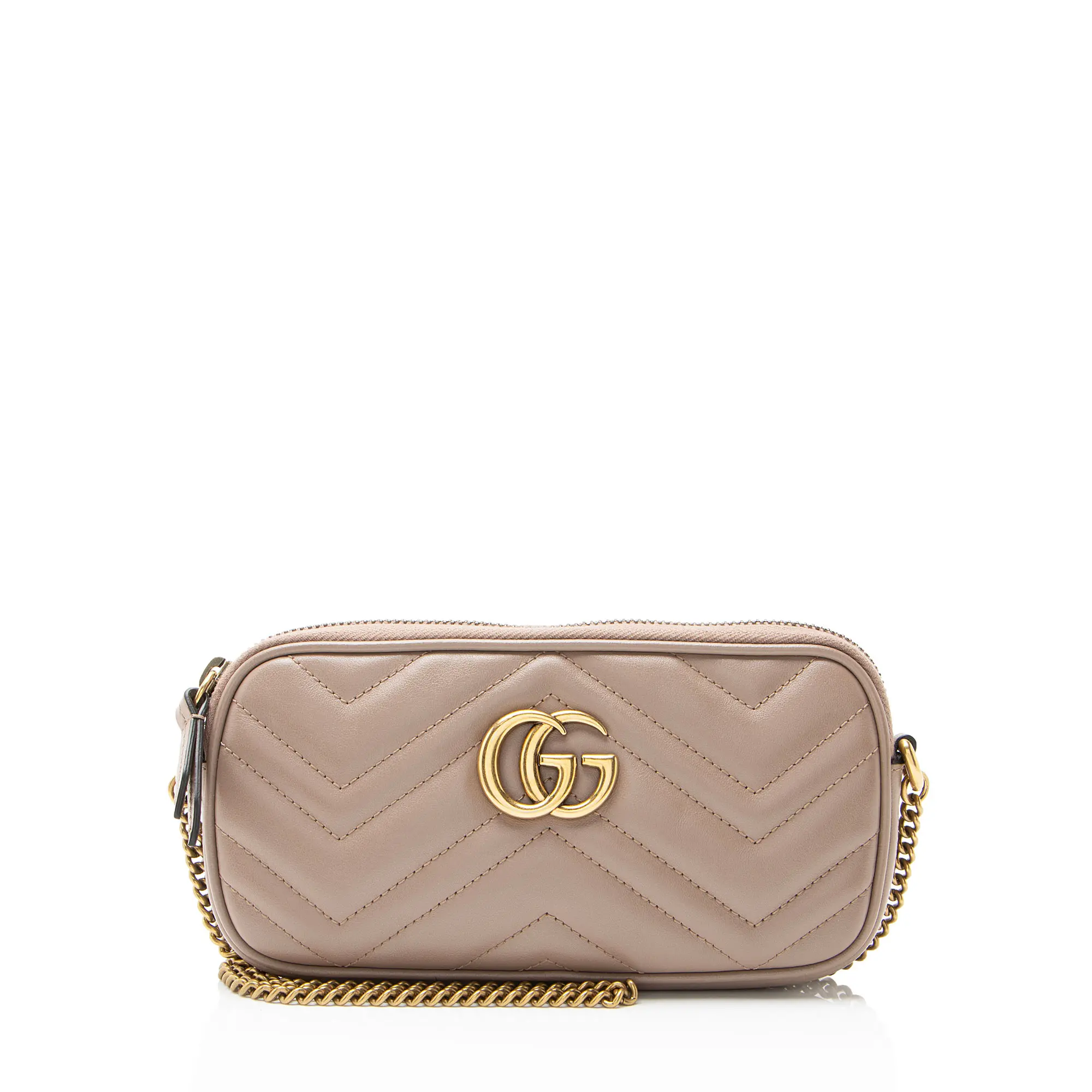 Pre-owned GUCCI Leather Crossbody Bags Matelasse GG Marmont Small Crossbody