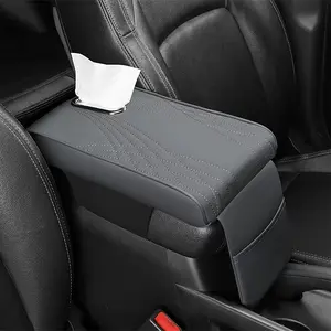 Car Center Console Cover, PU Leather Memory Foam Auto Armrest Cushion, Waterproof Comfortable Vehicle Arm Rest Pad With Tissue Box And Storage Bag, Universal For SUV, Truck, RV