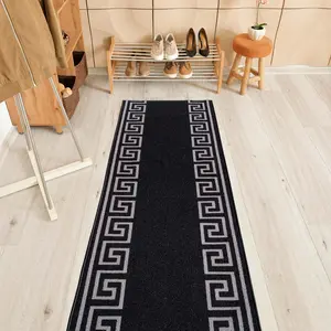 PLAYA RUG Anti-slip & Pet friendly 2'7'' x 6 ft. runner rug for entryway, kitchen, hallway Black & Gray color
