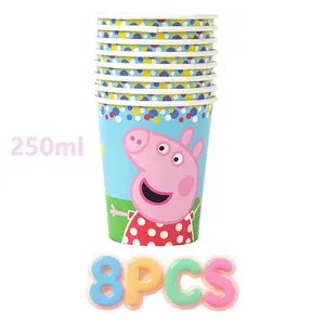 116PCS Peppa Pig Birthday Party Balloon Set Includes Latex Balloons Foil Balloons Plates Cups Gift Bags Napkins Stickers Confetti Banners Tablecloth Kids Party Decorations Birthday Supplies Pink Cute Theme Party Kit