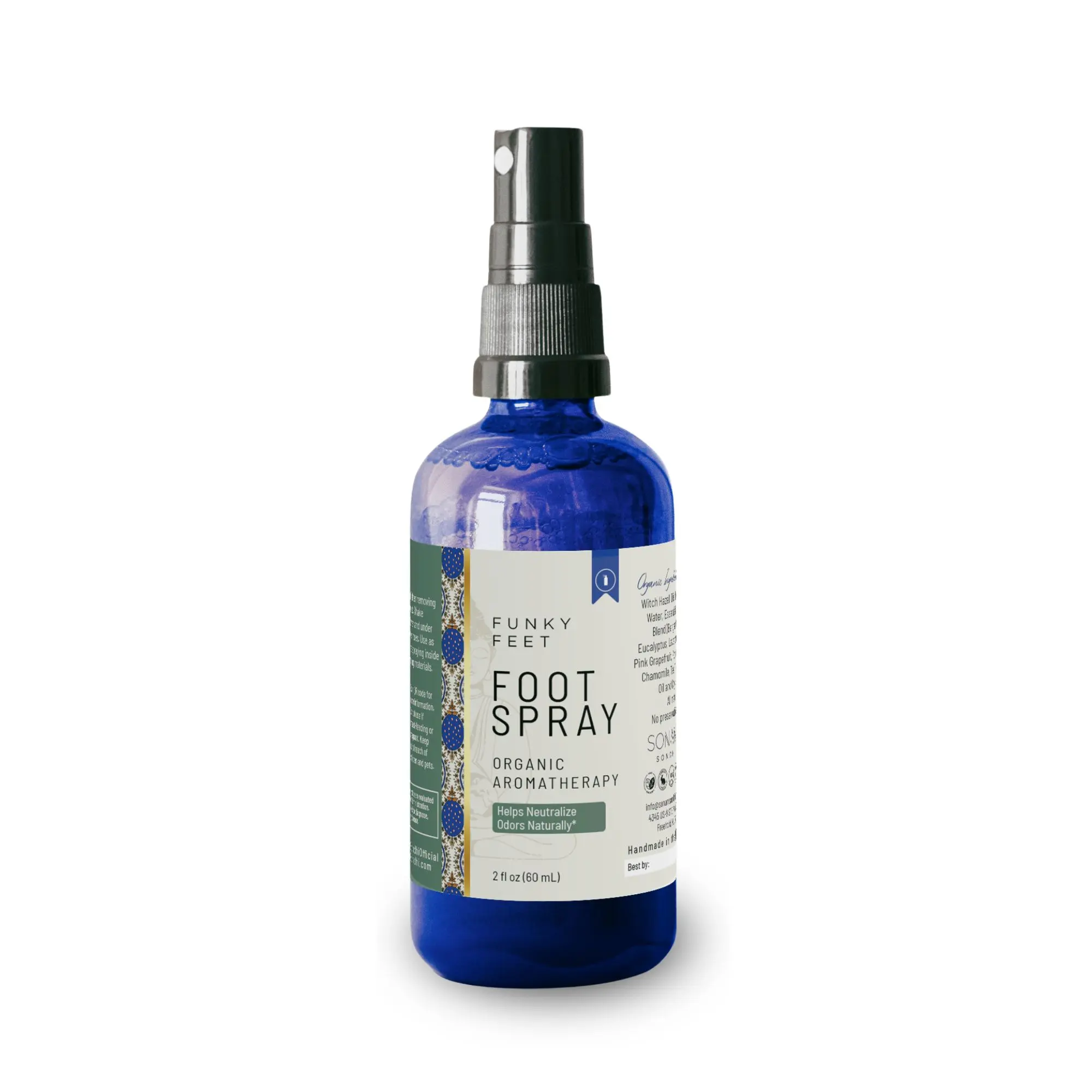 Funky Feet Foot Spray - Anti-fungal, Bacterial & Microbial - Organic - Aromatherapy, Reiki & Crystal Infused - 2 fl oz | 60 ml