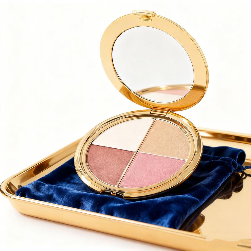 freeWomen's Highlighter &Cheek Palette GlowjiuHighlighter & CheekPalette with Brush,a 4-in-1Multi-FunctionalMakeup Palette for HighlighterEyeshadow,Blush,Contouring,andFoundation