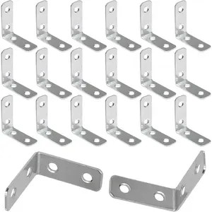 20 count L Bracket Corner Braces 1.5 Inch - Heavy Duty Metal Right Angle Brackets for  Furniture, Shelves, Cabinets & DIY with Screws (Zinc Plated)