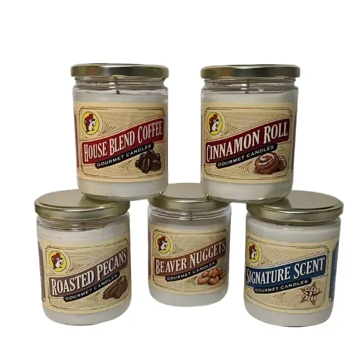 Buc-ee's Non-Toxic Jar Scented Candles - Home Supplies with House Blend Coffee, Cinnamon Roll, Roasted Pecans, Beaver Nuggets Scents, Clean Burn Aroma Freshener, 12-Month Long-Lasting, Ideal Home Decoration for Buc-ee's Enthusiasts