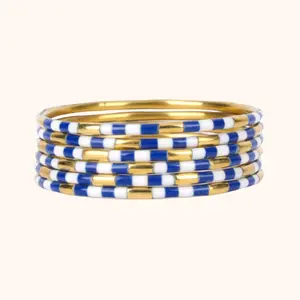Blue/White Veda Bangles - Set of 6
