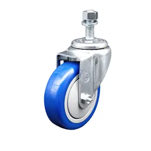 Service Caster Brand Replacement for Colson Caster 2.04254.95 - Polyurethane Swivel Threaded Stem Caster with 4" Blue Wheel and 1/2" x 1-1/2" Stem - 350 lbs Capacity/Caster