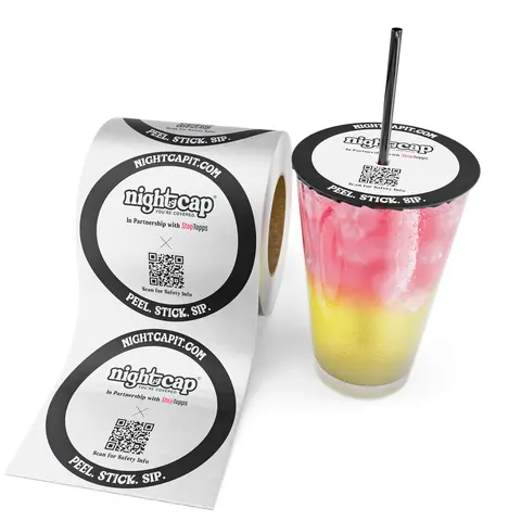 Nightcap StopTopps Drink Spiking Prevention Sticker - Protect Your Drink - Anti Spike Cover - Easy Peel Stick Seal - Disposable Lid for Solo Cup Sized Cups & Glasses