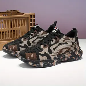 [Camouflage Running Shoes] Breathable Mesh Camouflage Running Shoes for Men, All-Season Low Top Lace-Up Sneakers with Rubber Sole and Fabric Insole for Casual Outdoor Sports