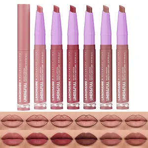 Langmanni 6pcs 12 Color Waterdrop Lipstick Set, Velvet Matte Smooth Moisturizing Lip Makeup, Long-Lasting Hydrating Formula, Perfect Gift Idea