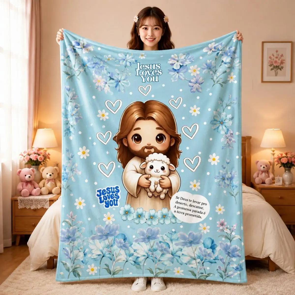 Sweet baptism gift nursery decor blanket