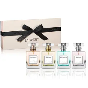 LoveryGifts Floral Perfume Set for Women - 4pc Floral Parfum Sampler Gifts - 50ml Glass Bottles