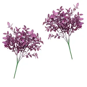 2pcs Purple Leaf Artificial Plants, Faux Decorative Flower, Faux floral arrangements, 35cm Artificial Plant Bouquet, Halloween Holiday Decorations, Home Tabletops, Office and Bathroom Decor, Holiday Displays