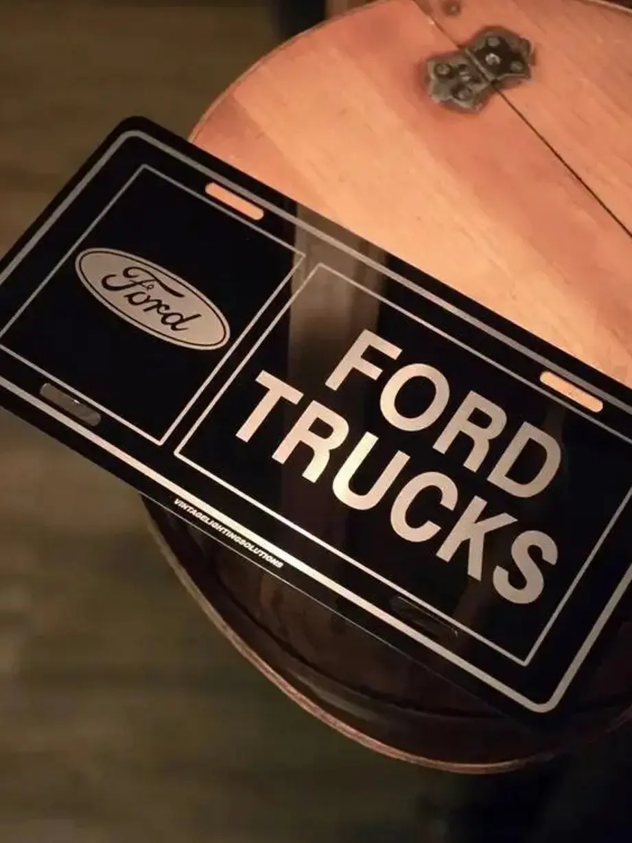 Vintage Ford Trucks License Plate 100% Aluminum 12"" x 6"" with Pre-Drilled Holes for Easy Installation