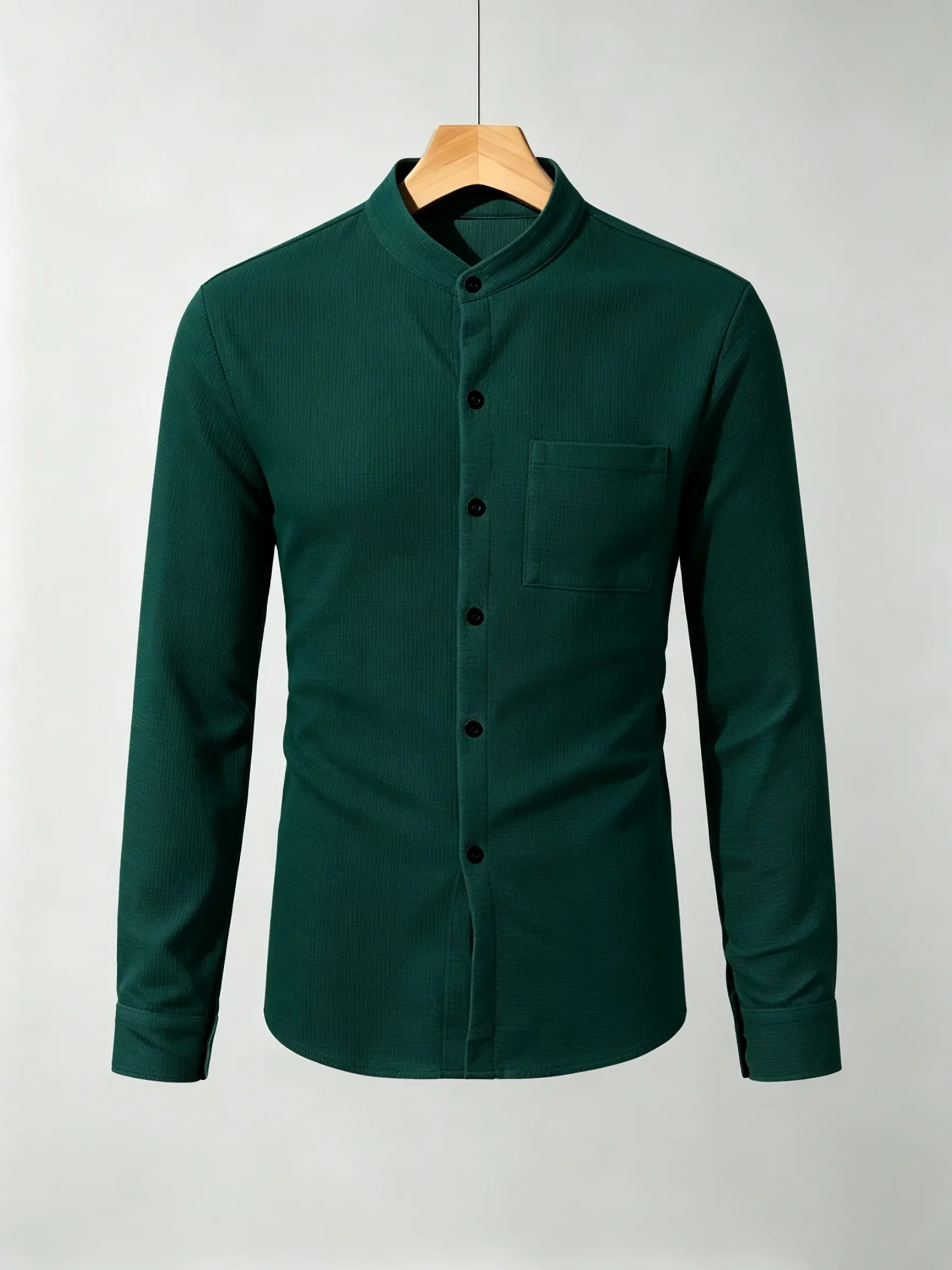 long sleeve cardigan Men's Long Sleeve Cardigan Shirt Solid Color Button Up Mandarin Collar Casual Fashion Top Menswear