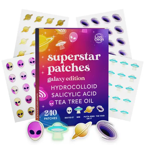 LivaClean Galaxy Edition Superstar Pimple Patches (240 CT) - Anti-Acne Spot Treatment with Salicylic Acid & Tea Tree Oil for Blemishes, Acne Skincare