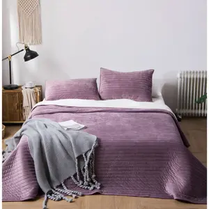 Plush Velvet Reversible Quilt Set, Rose Mauve