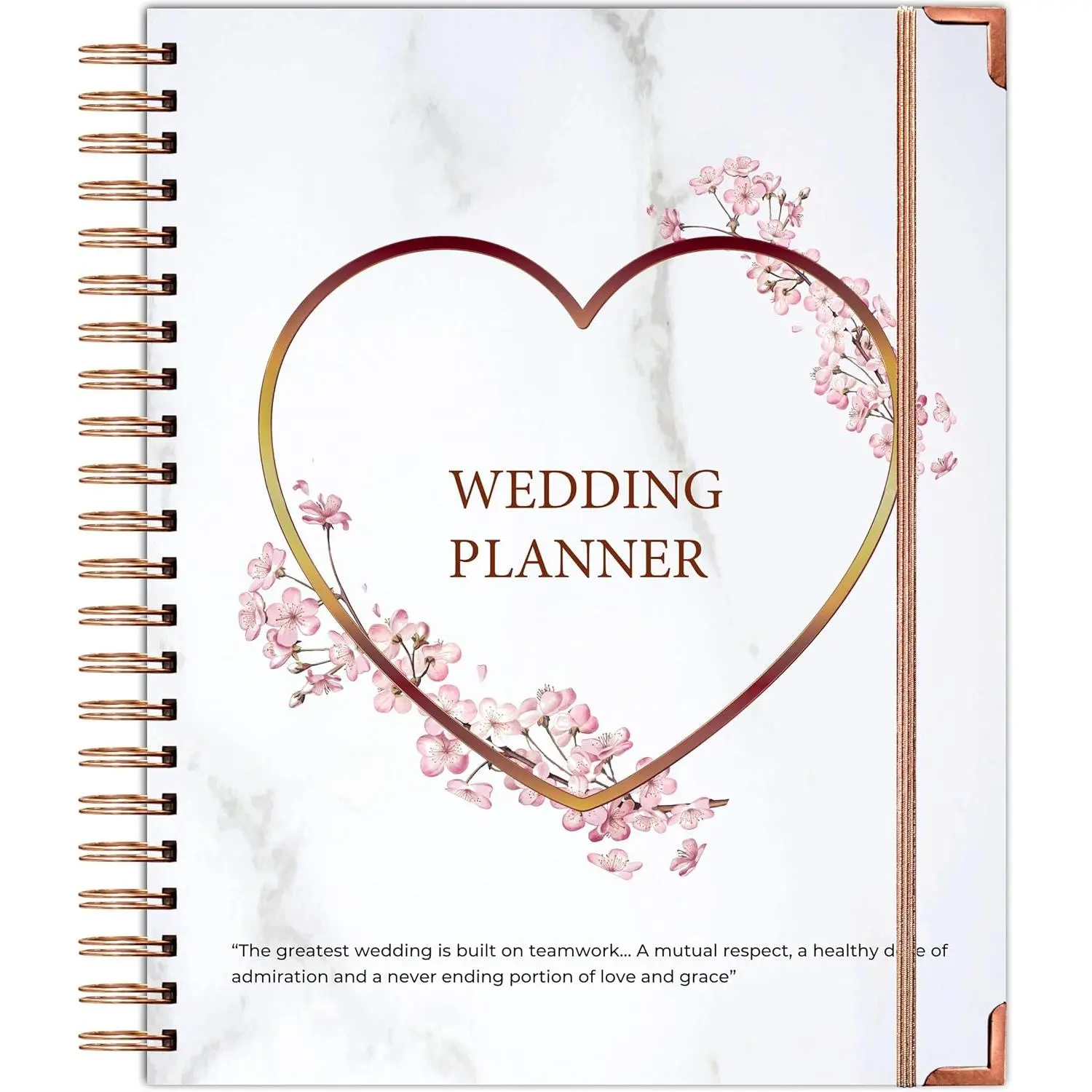 Beautiful Bridal Wedding Planner - 9" x 11" Wedding Planner Book and Organizer with 5 Tabbed Sections, 144 Pages, Countdown Calendar, Metal Corners and Elastic Band -  Engagement  for Future Brides