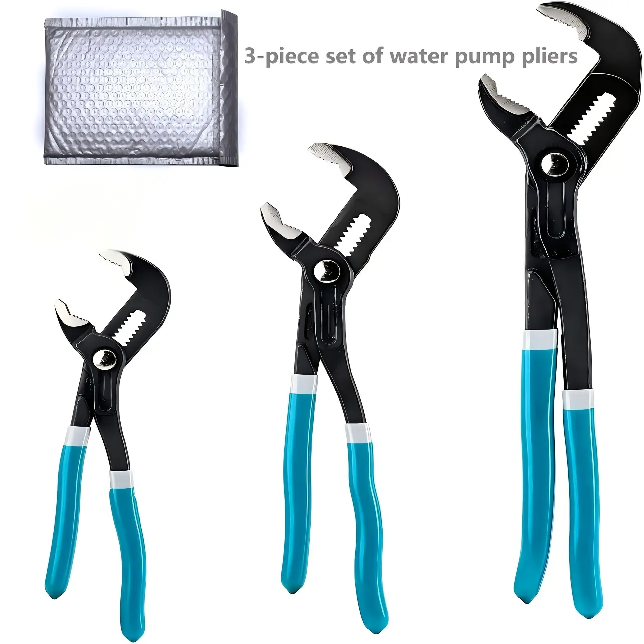 Multi-Size Adjustable Jaws Water Pump Pliers Set of 3 (7in/10in/12in) - Heavy-Duty Pipe Wrenches with Non-Slip Handles for Plumbing Fix, Automotive Repair - Ideal Father’s Day Gift